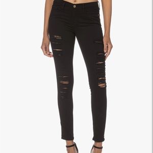 Frame Le Skinny de Jeanne Distressed Ripped COLR403 in Black Denim Size 26
